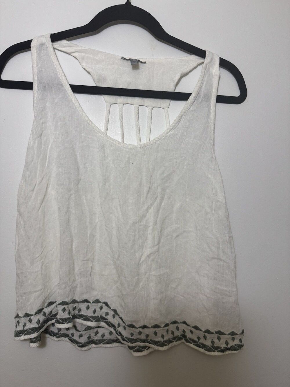 womens cream shirt with green embroidery Suze Medium